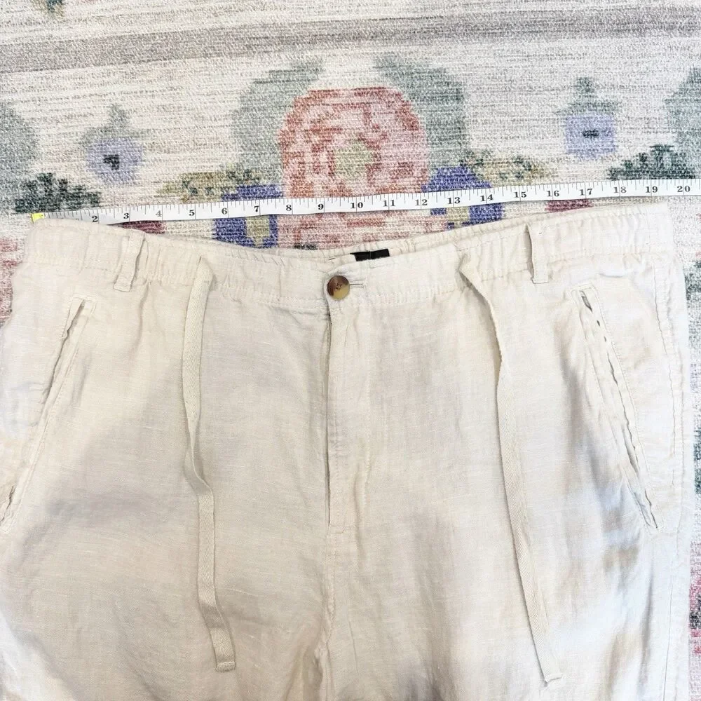Club Room Mens Linen Pants XL Tan‎ Straight Leg Lightweight Minimalist Resort